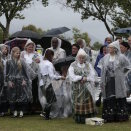 Unfortunately, the weather was less than perfect for a garden party. Photo: Lise Åserud, NTB scanpix